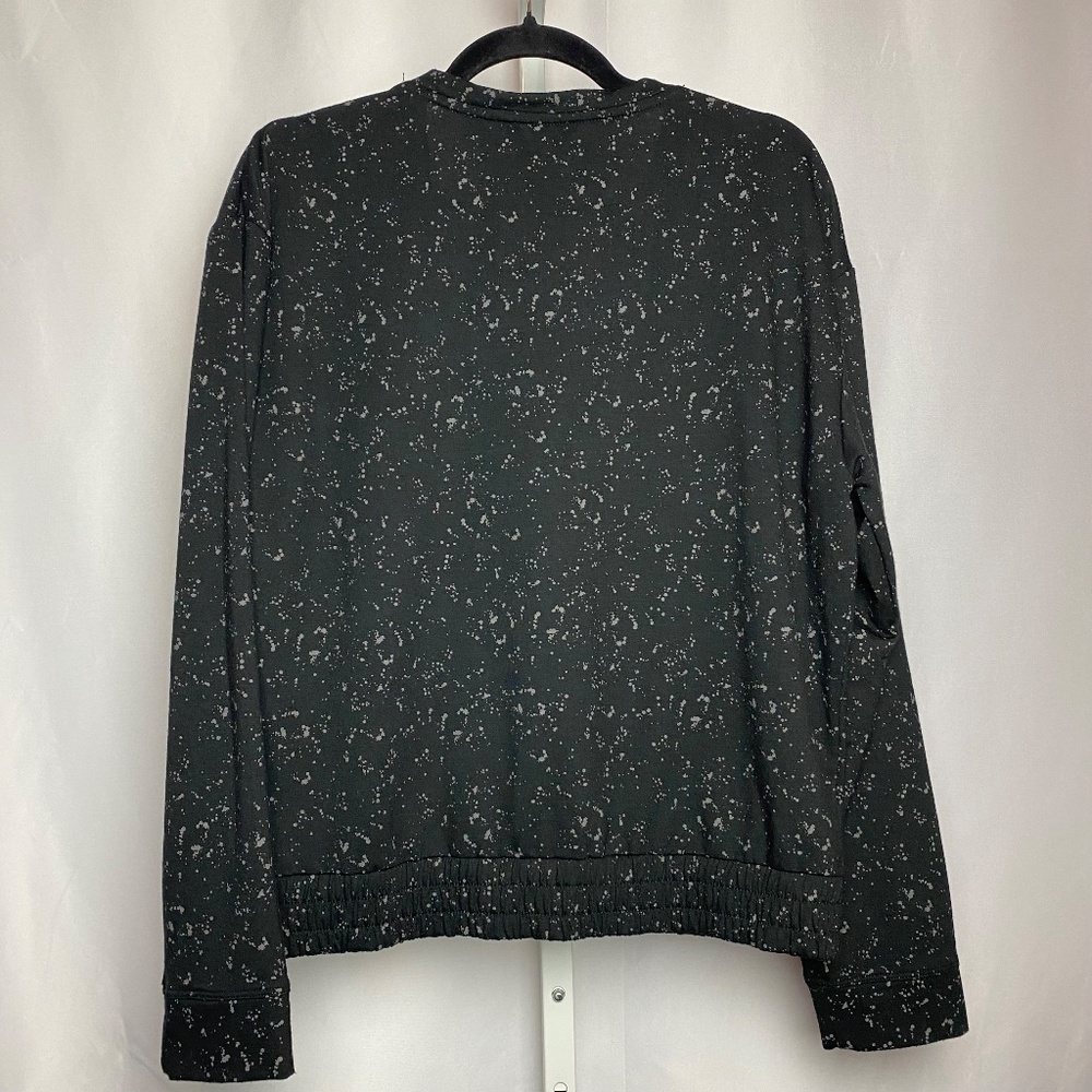 dip Womenʻs Long Sleeve Black w/ Grey Splatter Sweater Top w/ Elastic Hem Large - Picture 6 of 6